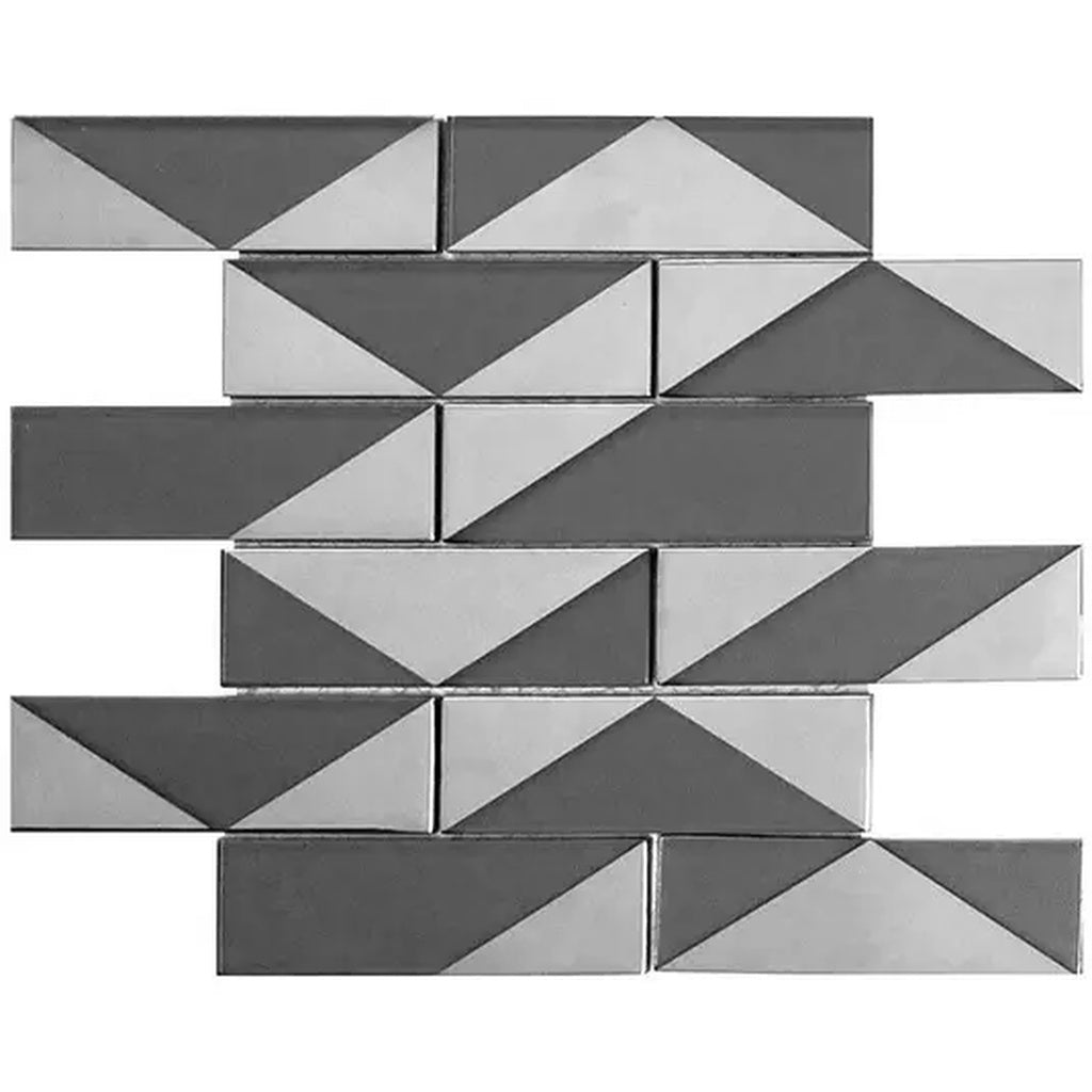 Gray 12x12 Glossy Glass Brick Mosaic Tile