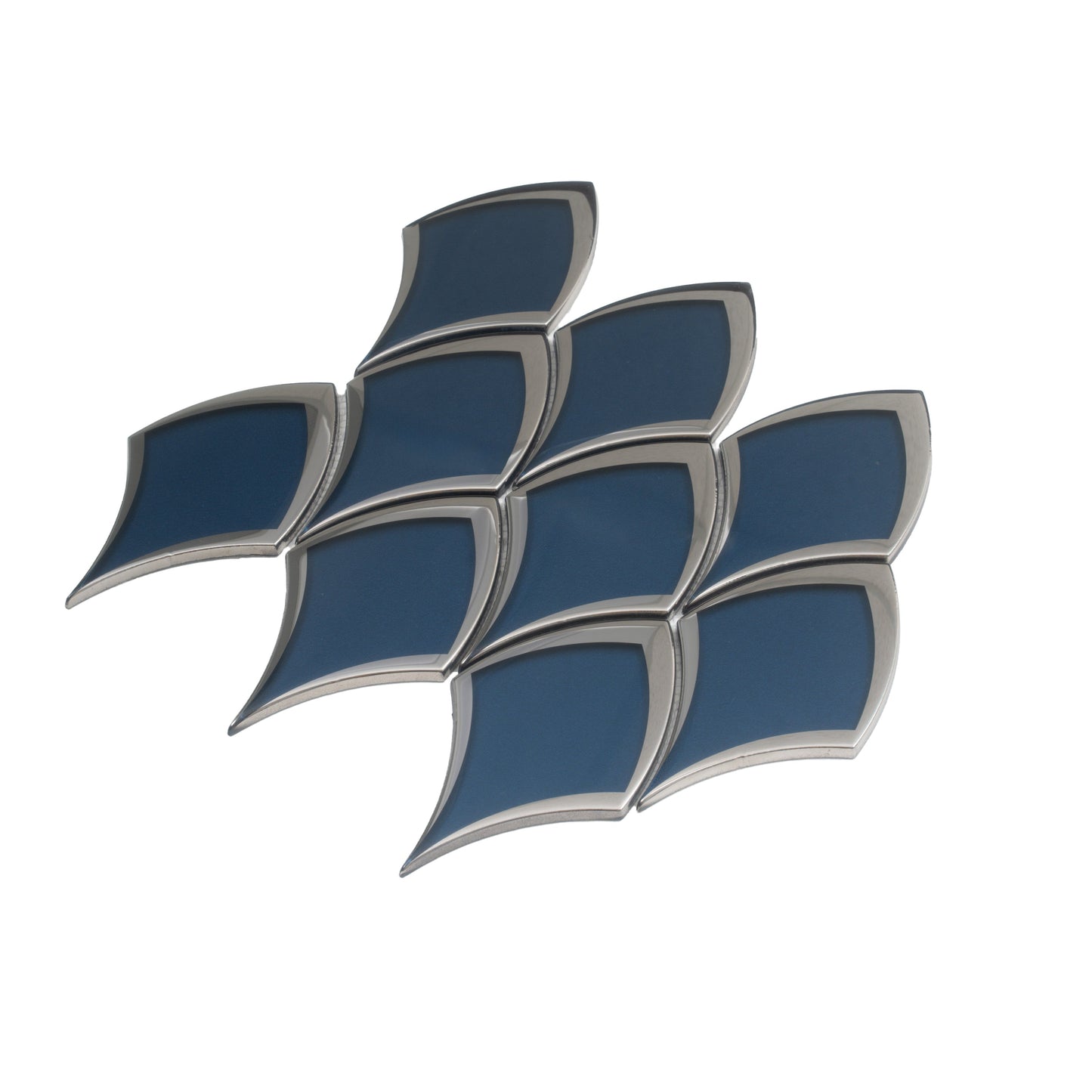 Blue, Gray 10x12 Glossy Glass Arabesque, Fan Mosaic Tile