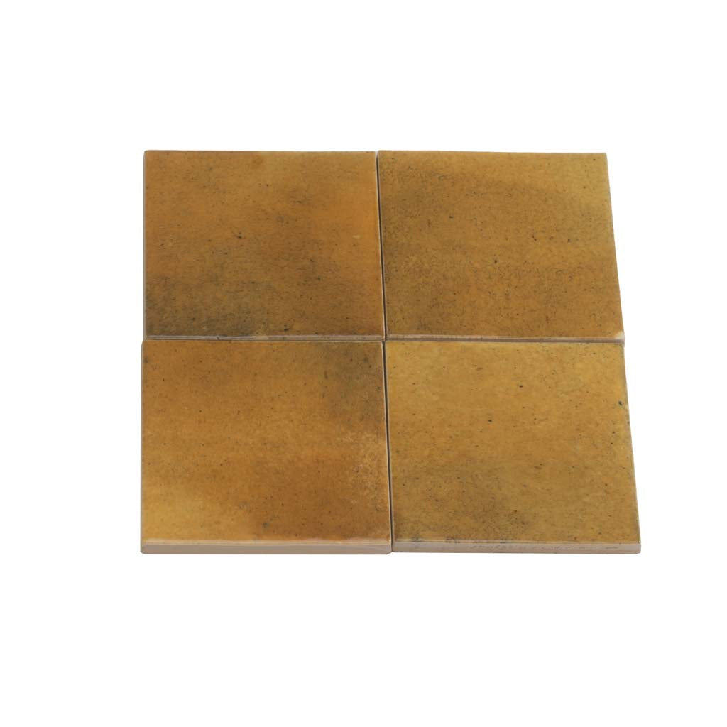 honey orange glossy ceramic square tiles 4x4 inches with subtle texture