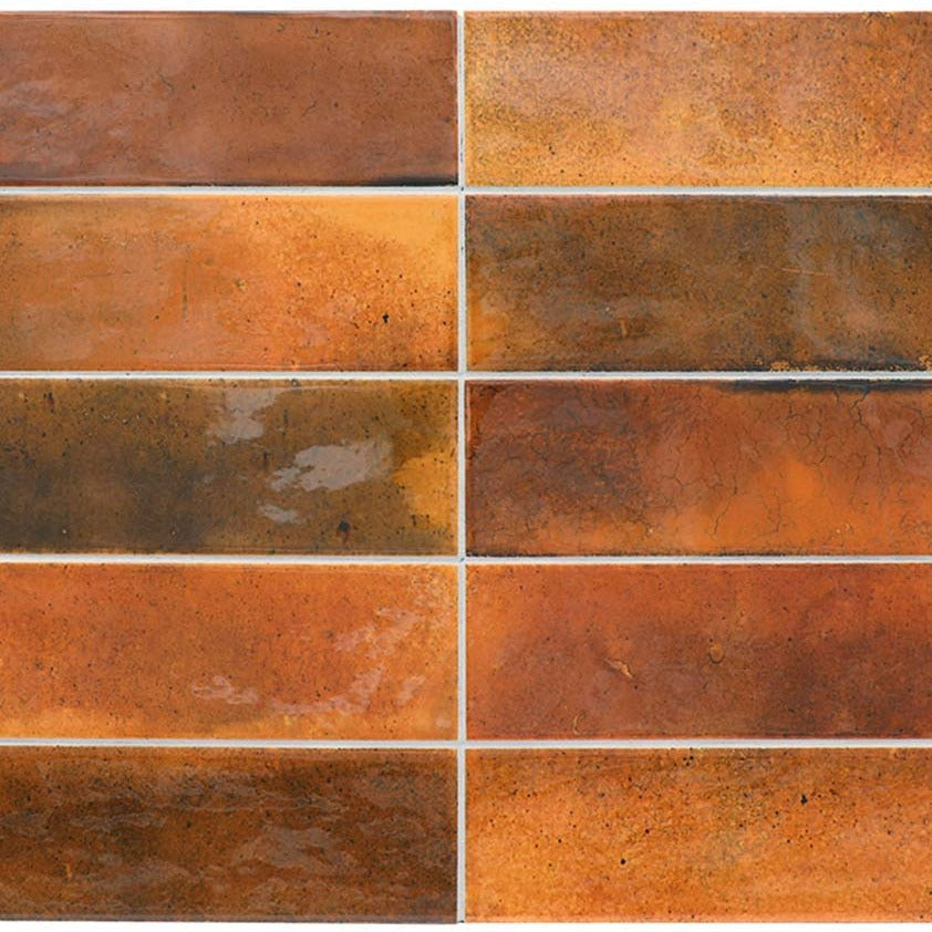 Red 2.5 x 8 Glossy Ceramic Subway Tile - Sample