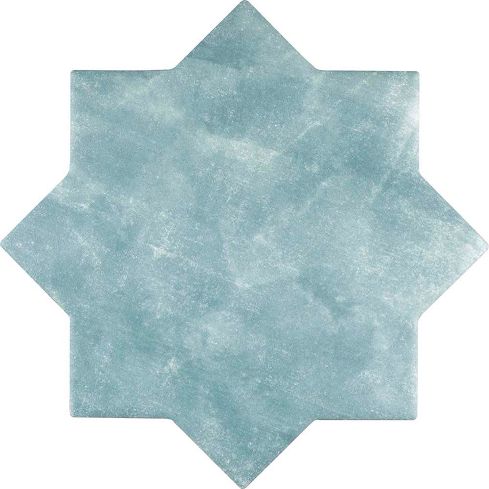 Pistachio Green 5" Star with Cross Deco Matte Ceramic Tile