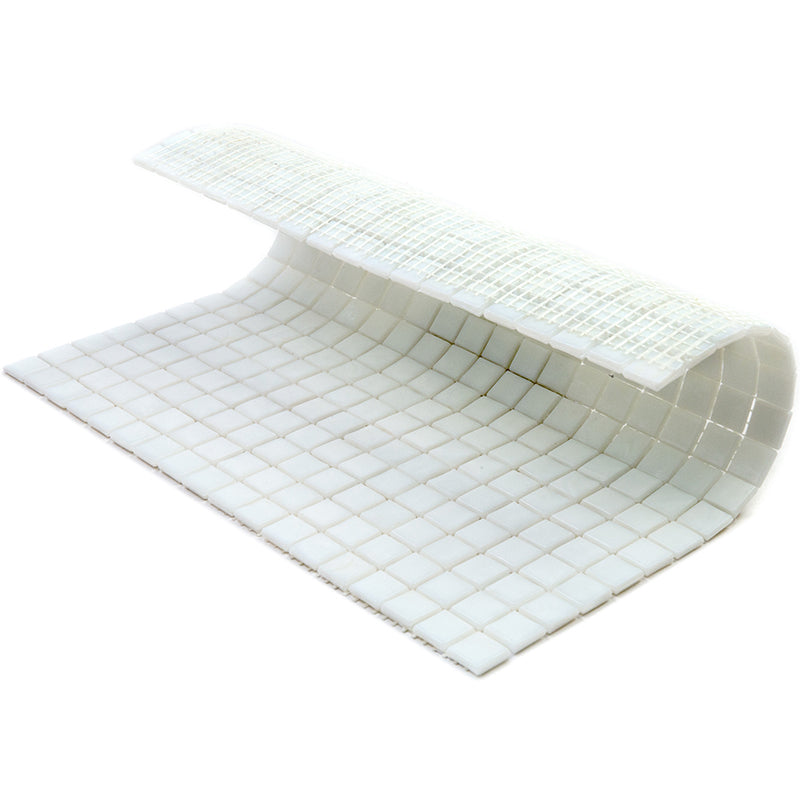 Pearl White 12 x 12 Glossy Glass Mosaic Tile - Sample