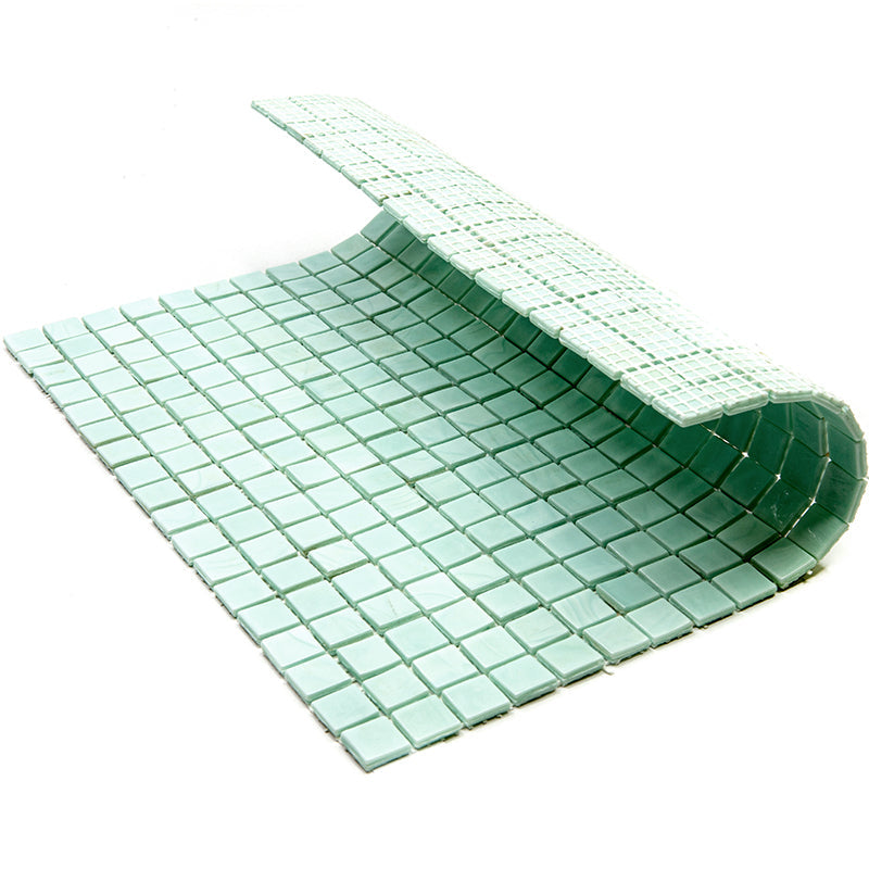 Light Blue-Green 12 x 12 Glossy Glass Mosaic Tile - Sample