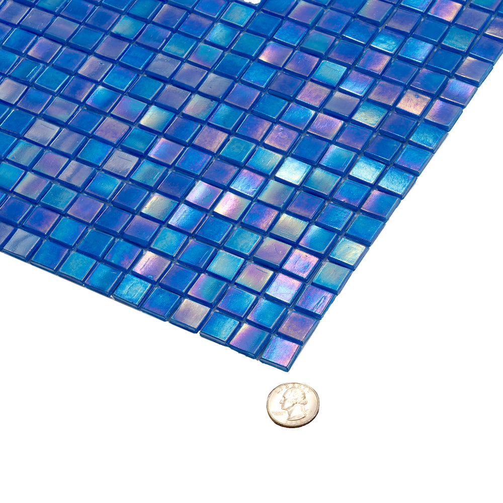 Azure Blue 12 x 12 Glossy Glass Mosaic Tile - Sample