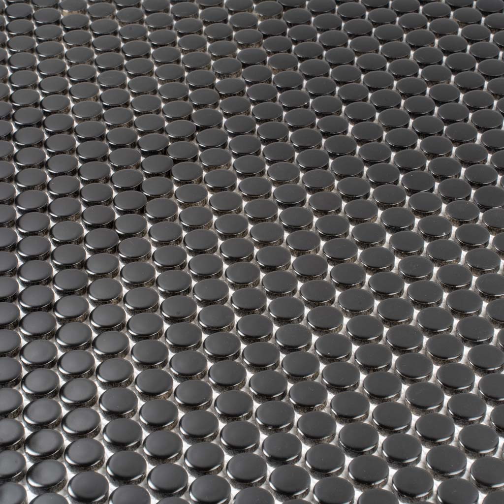 Black 12 x 12 Glossy Porcelain Mosaic Tile - Sample