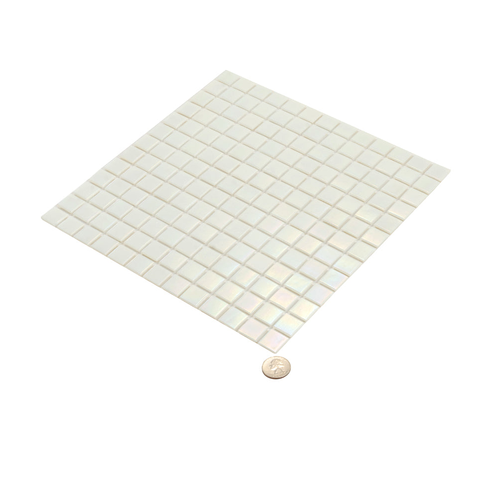 Cotton White 12 x 12 Glossy Glass Mosaic Tile - Sample
