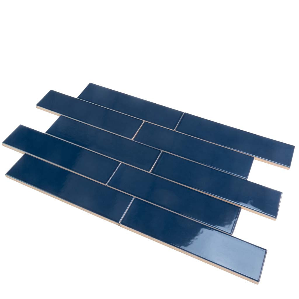 Blue 2 x 8 Glossy Ceramic Subway Tile - Sample