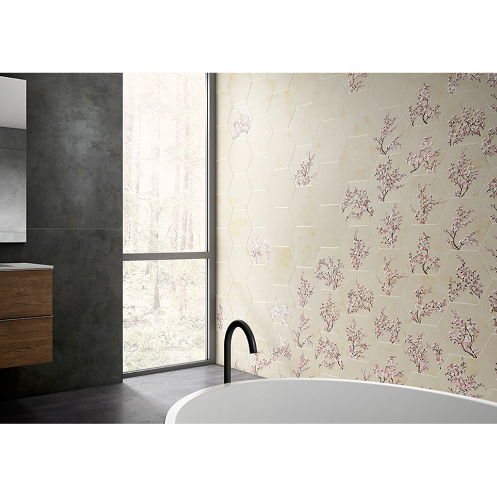 Light Beige 10 x 11 Natural Porcelain Hexagon Tile - Sample