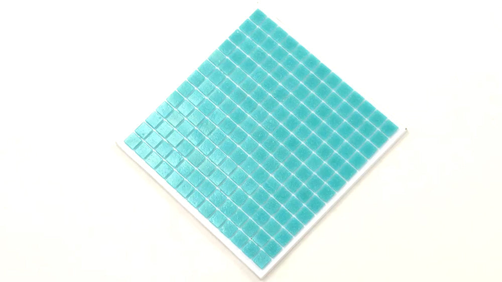 Neon Aqua Green 12 x 12 Glossy Glass Mosaic Tile - Sample
