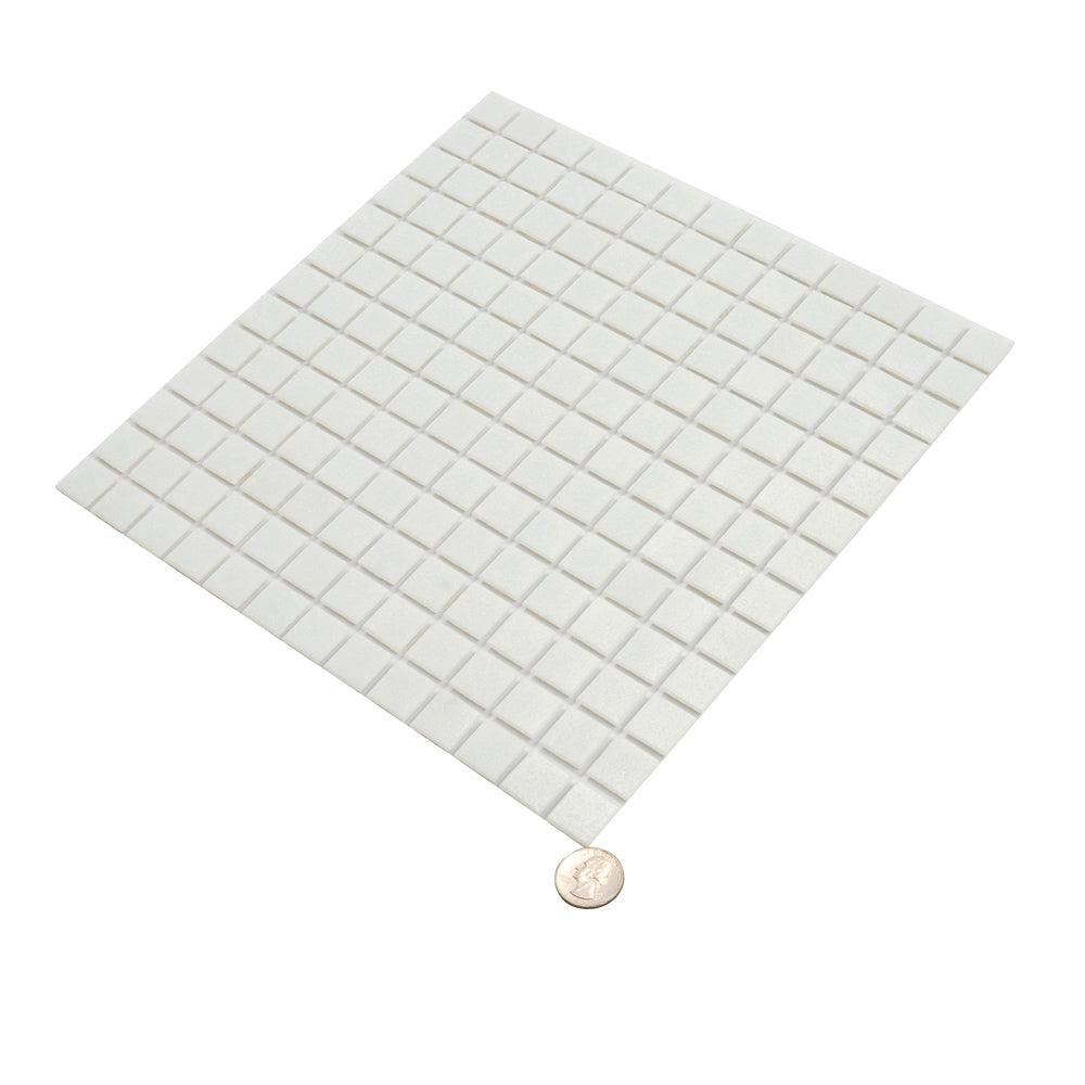 Cotton White 12 x 12 Glossy Glass Mosaic Tile - Sample