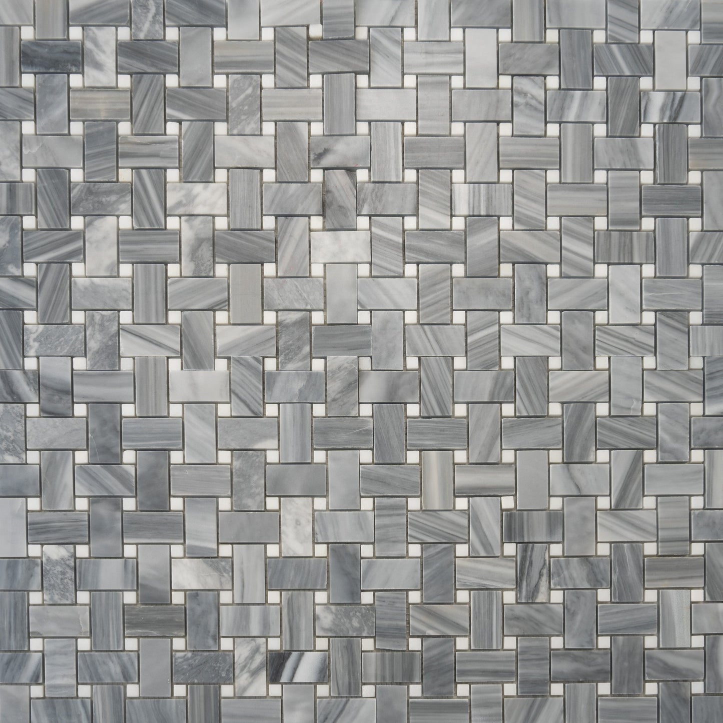 Porpoise Gray 12x12 Polished Bardiglio Nuvolato , Eastern White Mosaic Tile Sample