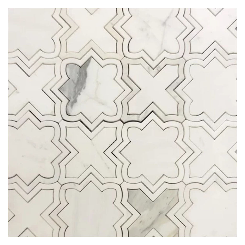 Warm White 10 x 10 Honed Dolomite, Calacatta Marble Mosaic Tile