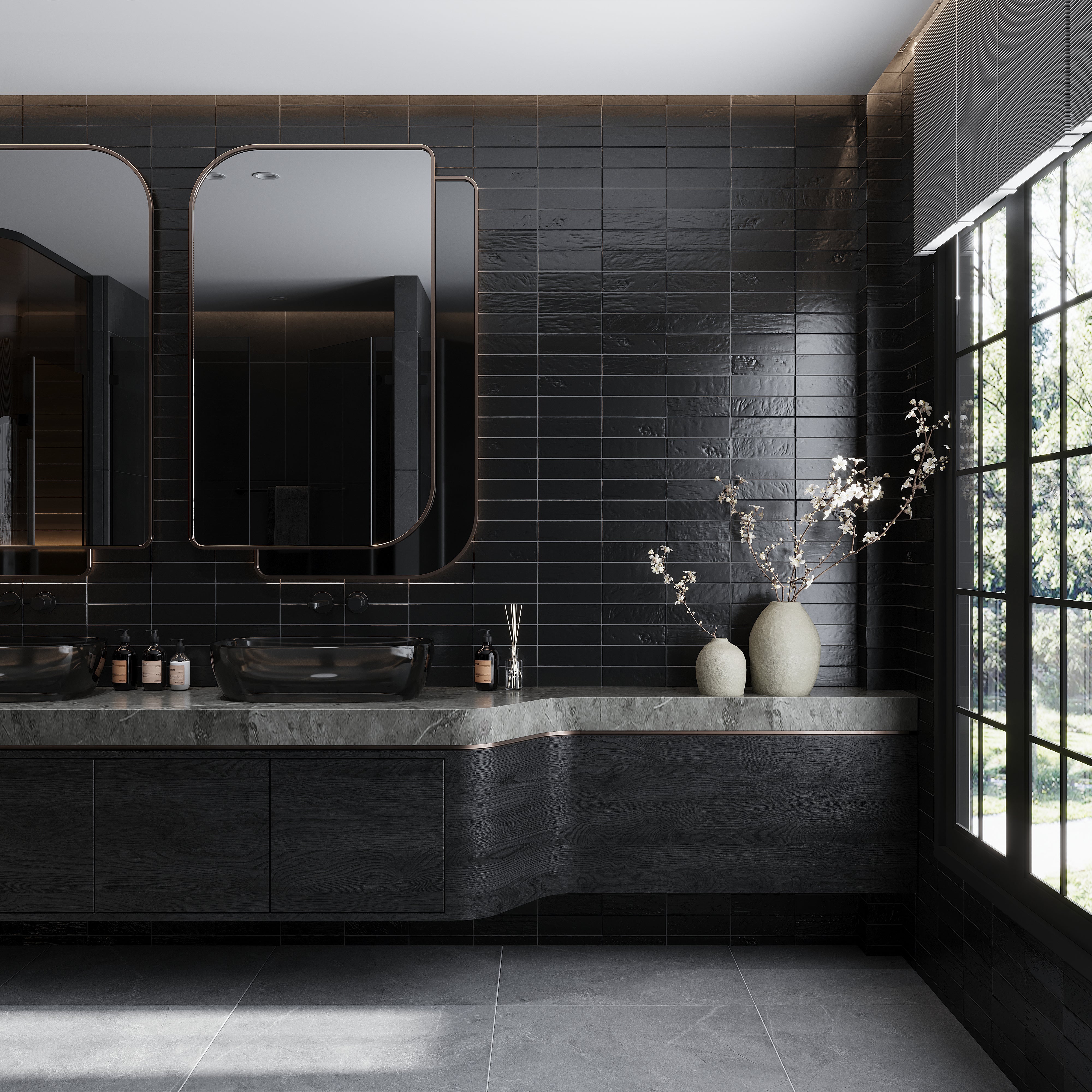 Black 2.5 x 8 Matte Ceramic Subway Tile for Kitchen and Bathroom