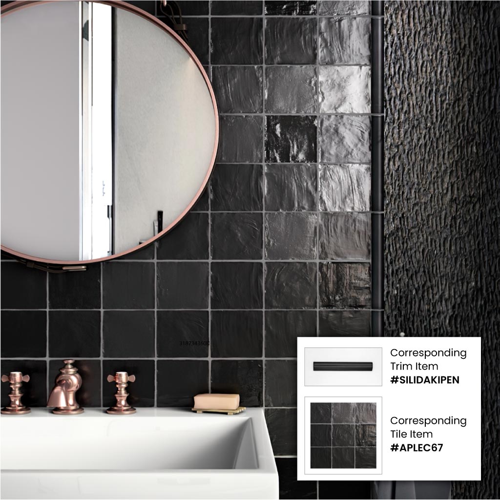 Black 4 x 4 Glossy, Matte Ceramic Square Tile - Sample