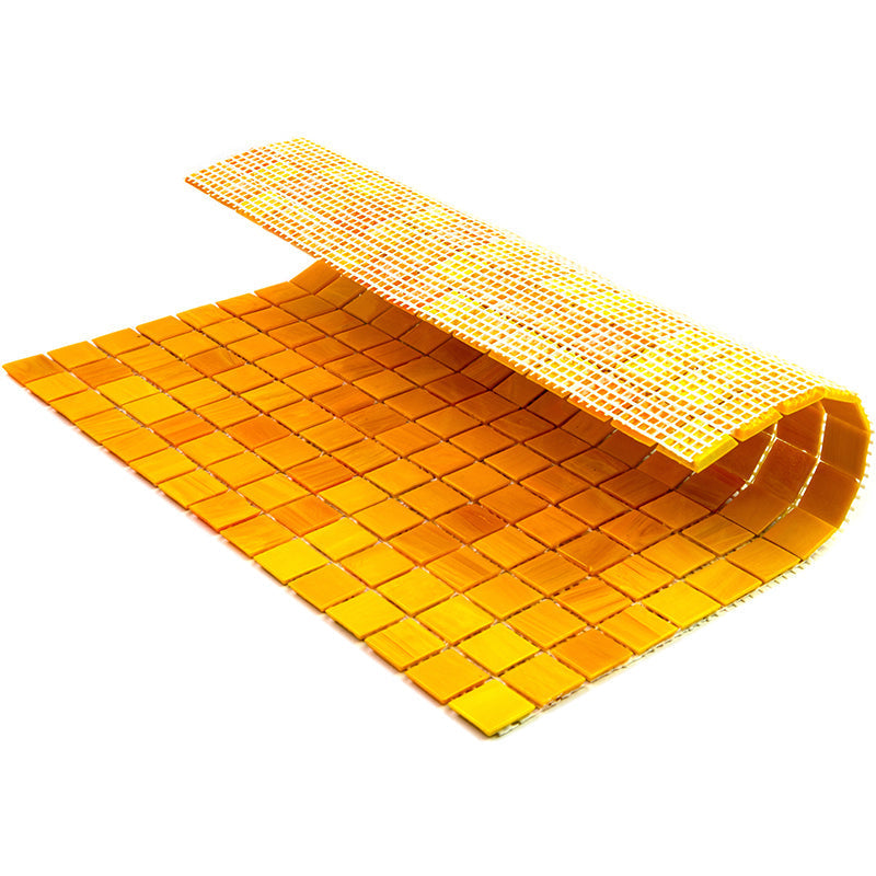 Honey Orange 12 x 12 Glossy Glass Mosaic Tile - Sample
