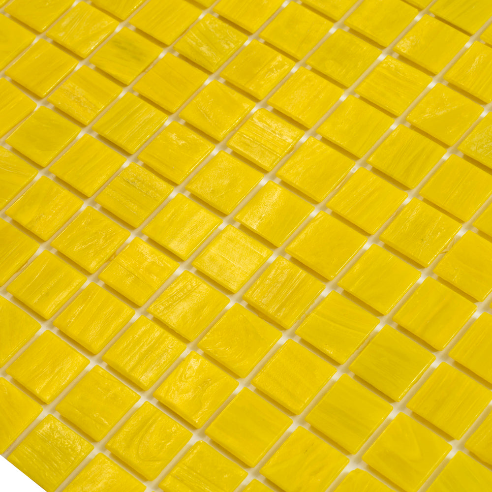 Canary Yellow 12 x 12 Glossy Glass Mosaic Tile - Sample