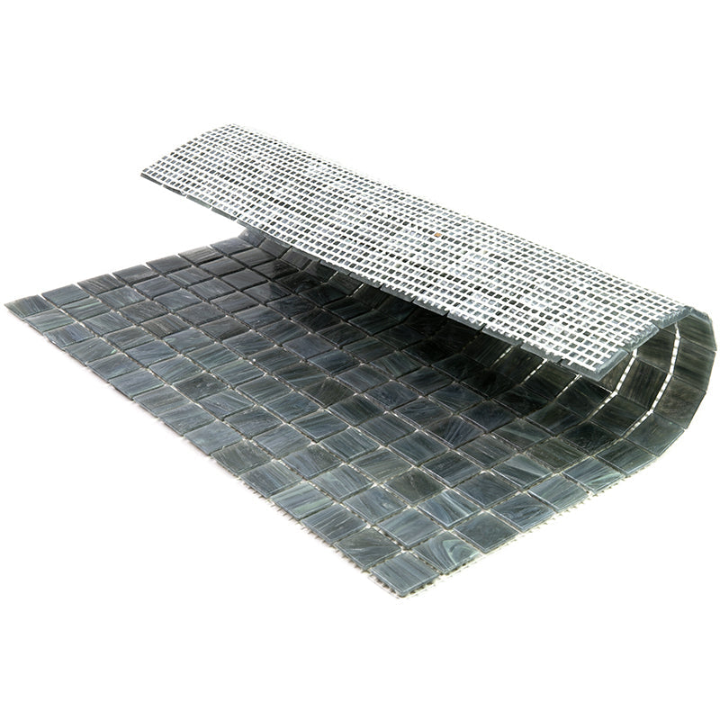 Cadet Gray 12 x 12 Glossy Glass Mosaic Tile - Sample