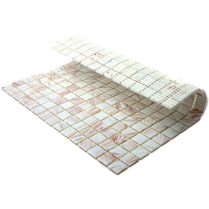 Coconut White 12 x 12 Glossy Glass Mosaic Tile - Sample