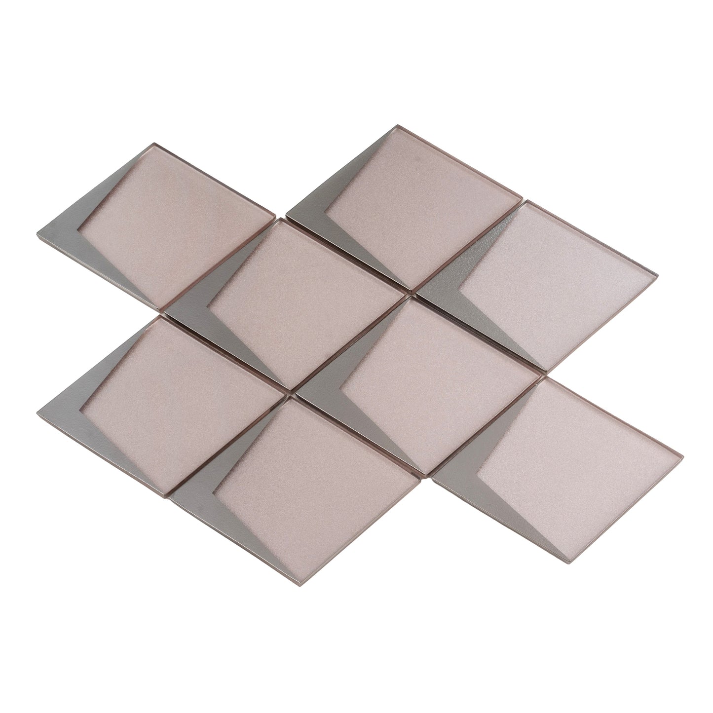 Pink Metallic Silver 12x9 Matte Glass Mosaic Tile - Sample