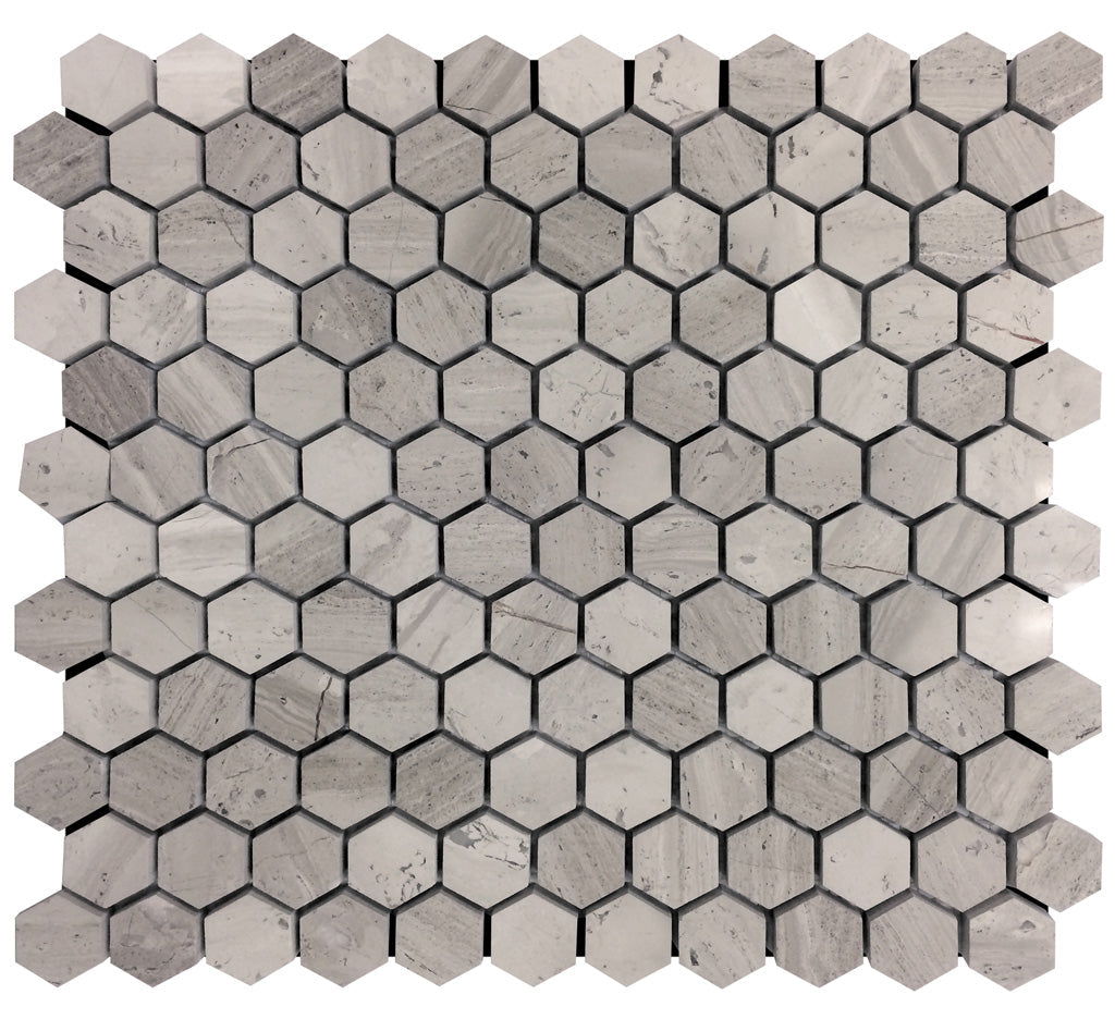 Wooden Grey 11 x 12 Marble Polished Mosaic Tile