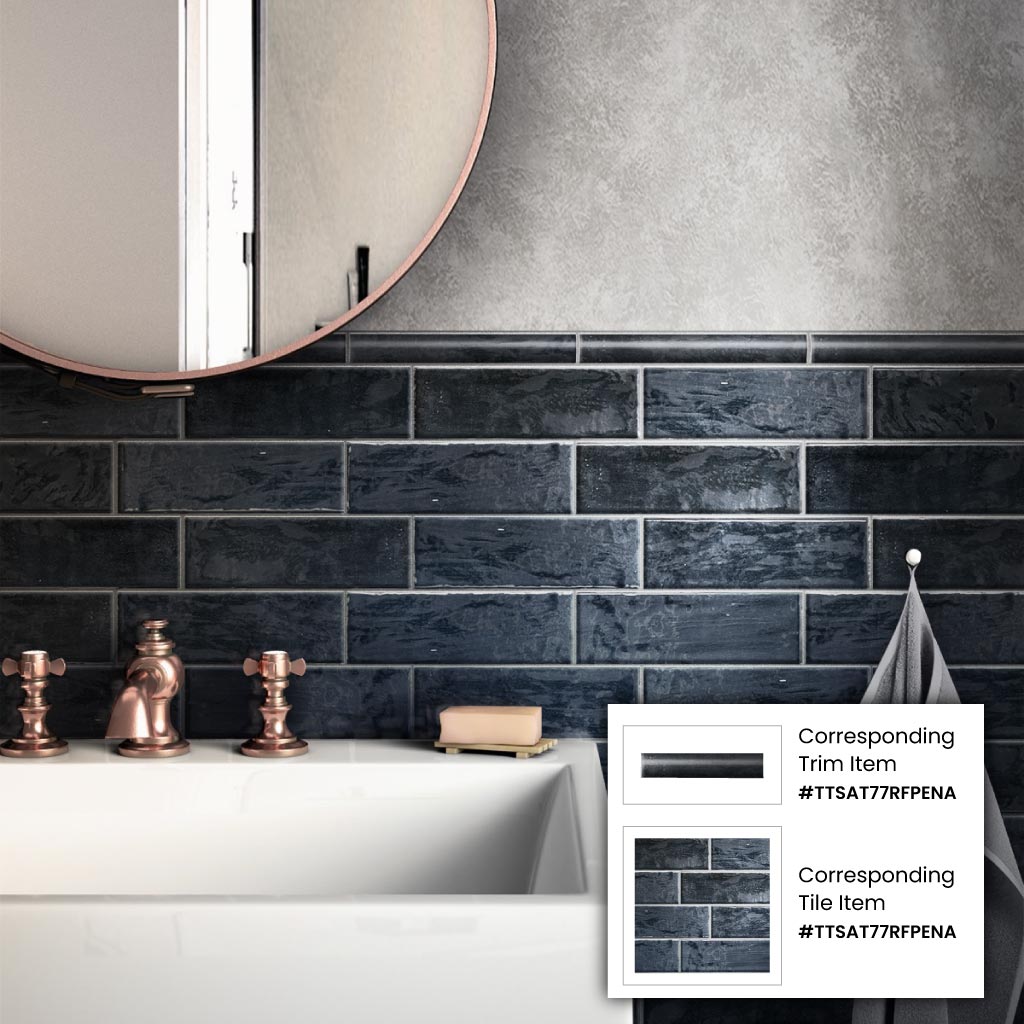 Dark Blue 2.5 x 8 Glossy Ceramic Subway Tile