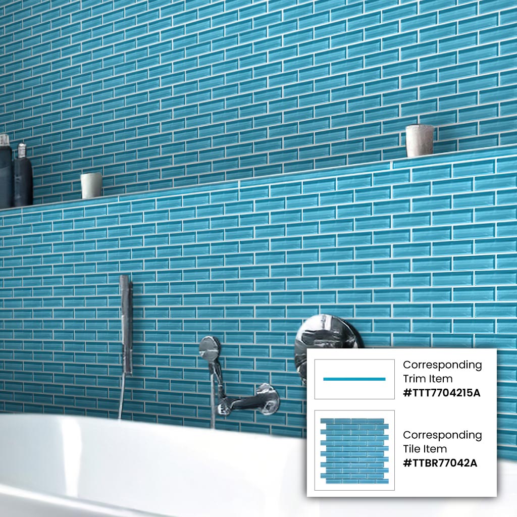 Sapphire Blue 12 x 12 Glossy Brick Glass Mosaic Tile