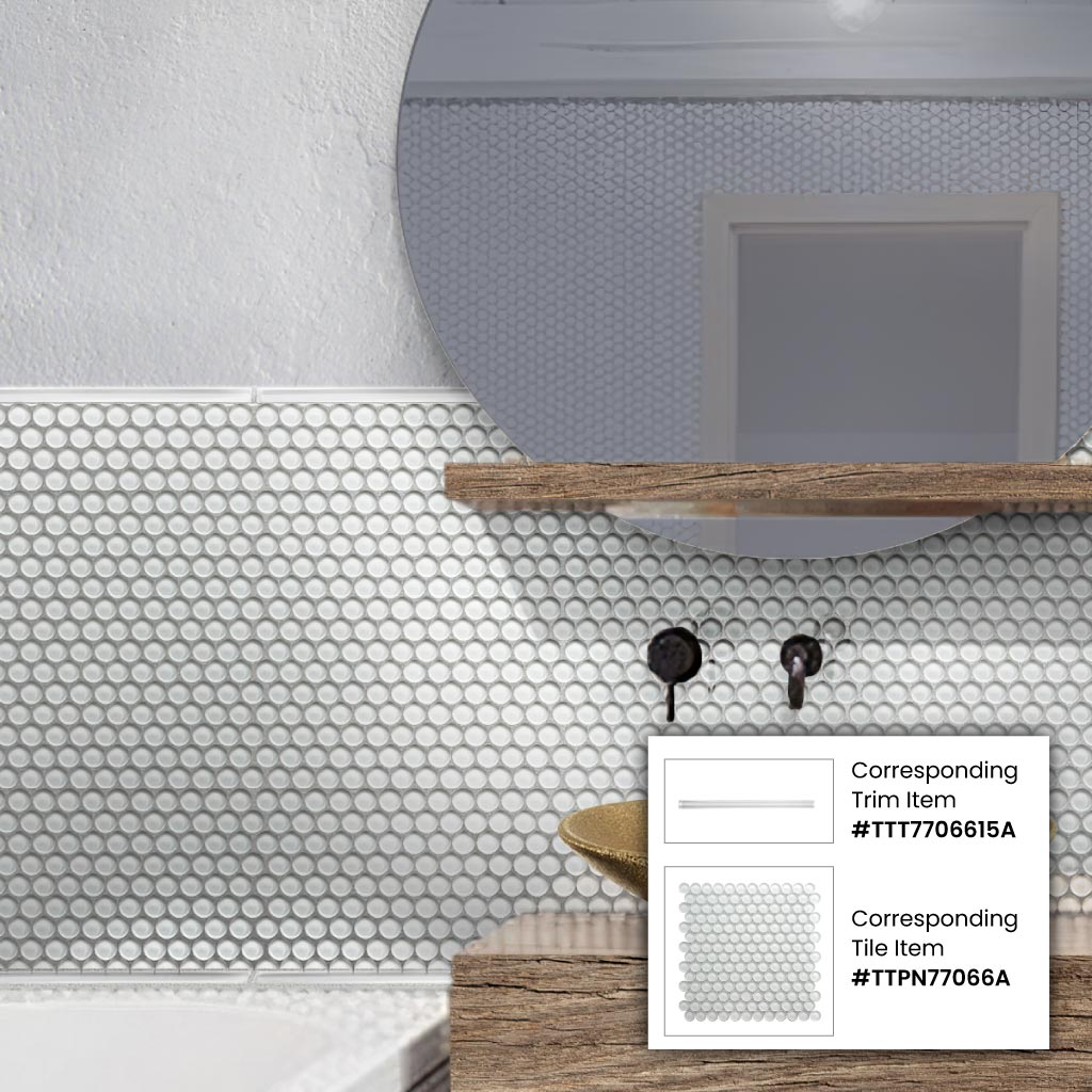 White 0.5 x 12 Glass Glossy Pencil Trim