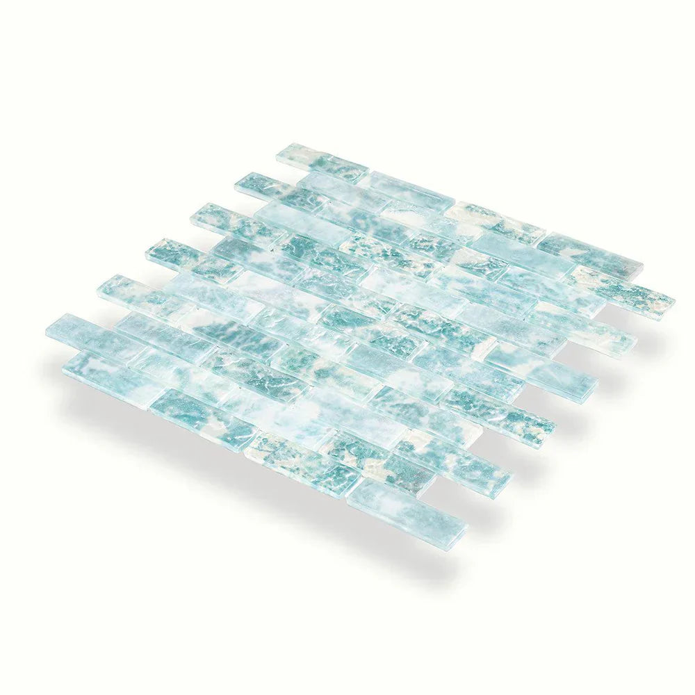 Aqua 12 x 12 Matte Glass Mosaic Tile - Sample
