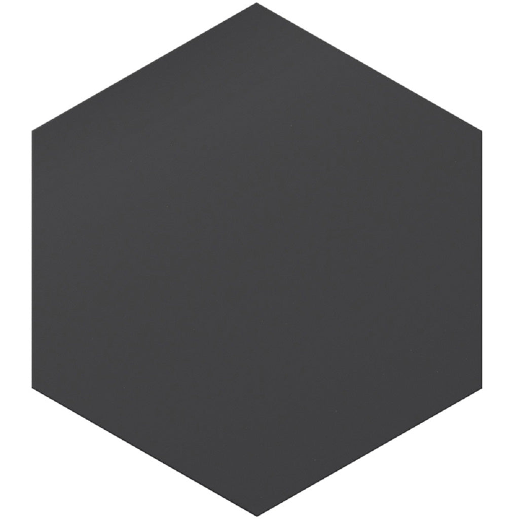 matte black 8x9 inch porcelain hexagon tile with smooth finish