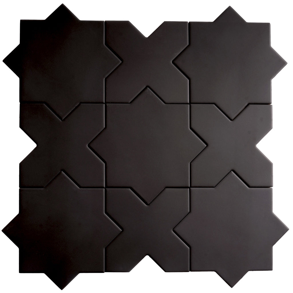 Graphite Black 5 x 5 Matte Porcelain Cross Tile