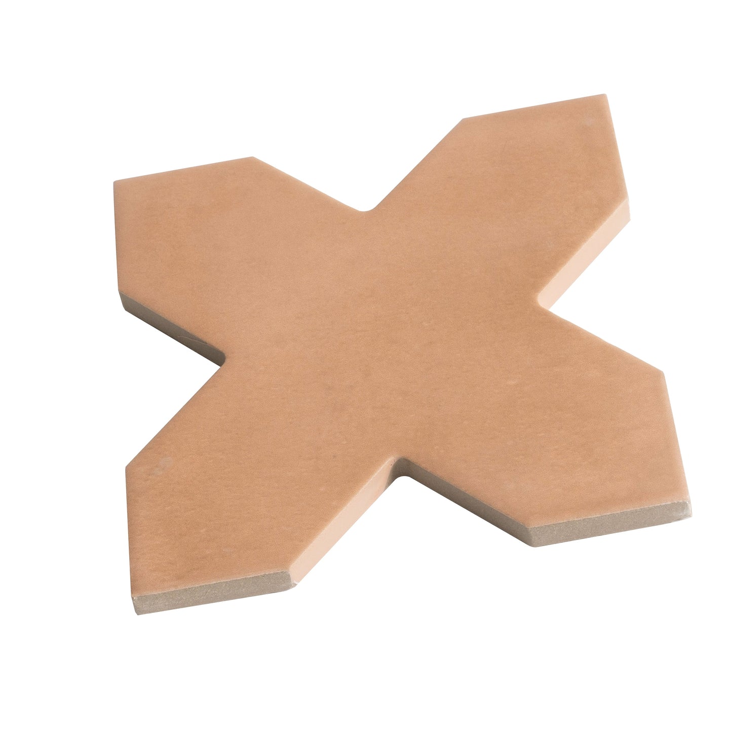 Pure White 7" and Terracota 5" Matte Porcelain Star and Cross Tile - Sample