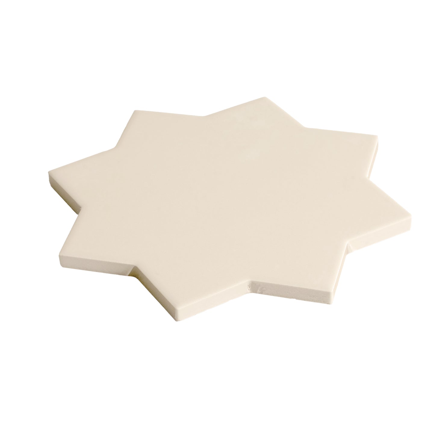 Ecru Taupe 7" and Pure White 5" Matte Porcelain Star and Cross Tile