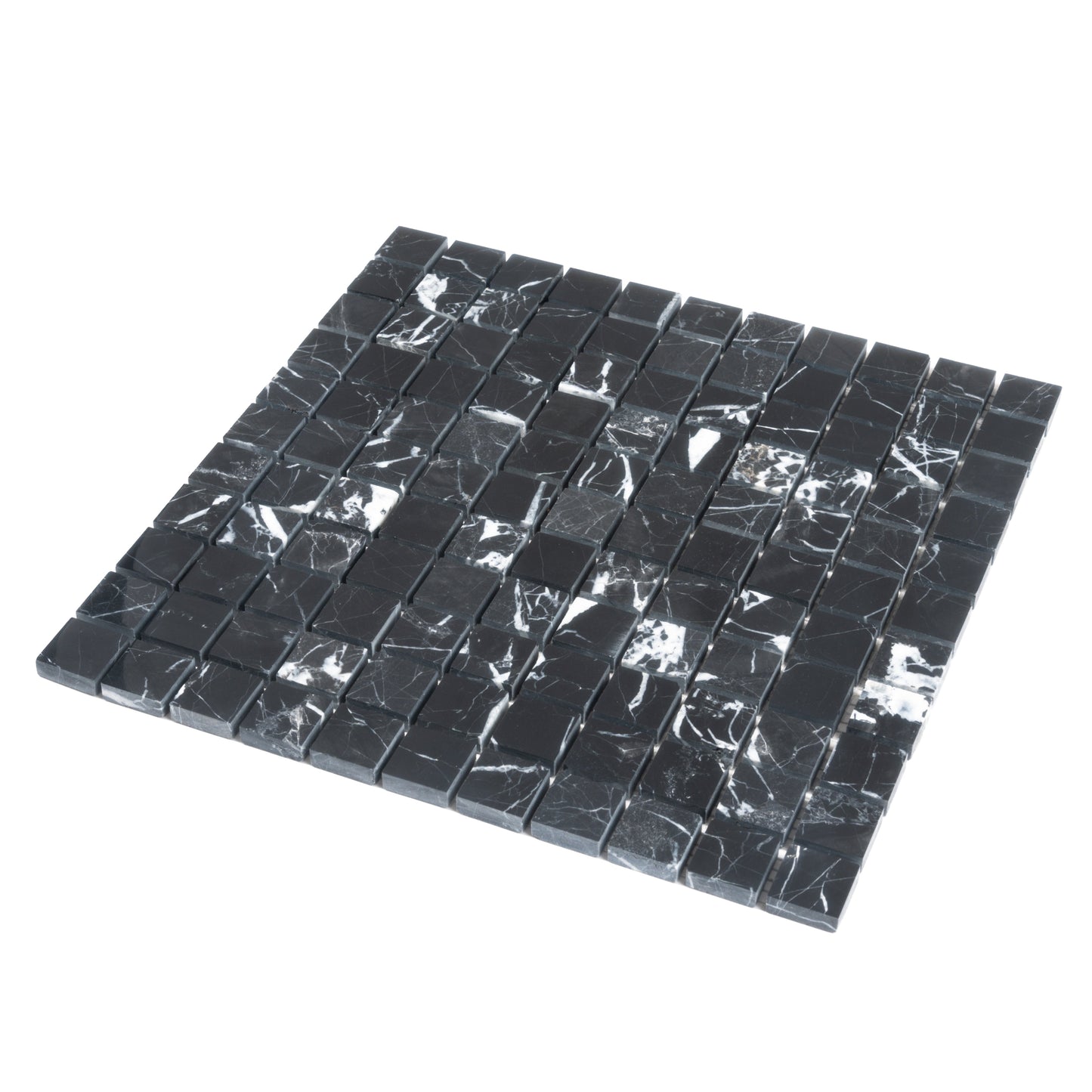 Black 12 x 12 Polished Nero Marquina Mosaic Tile - Sample
