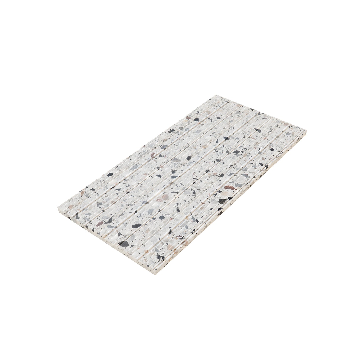 White 12x24 Fluted Terrazzo Large Tile