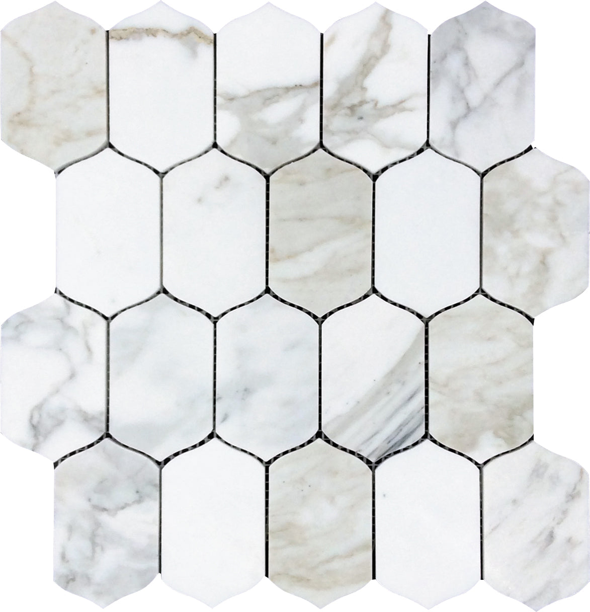 Misty White Gray 12x13 Polished Calacatta Gold Mosaic Tile
