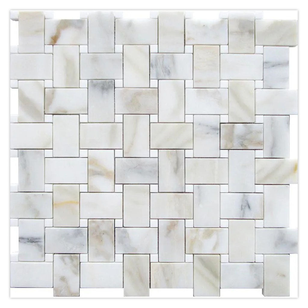 White Gray 12 x 12 Polished Marble Mosaic Tile - Sample