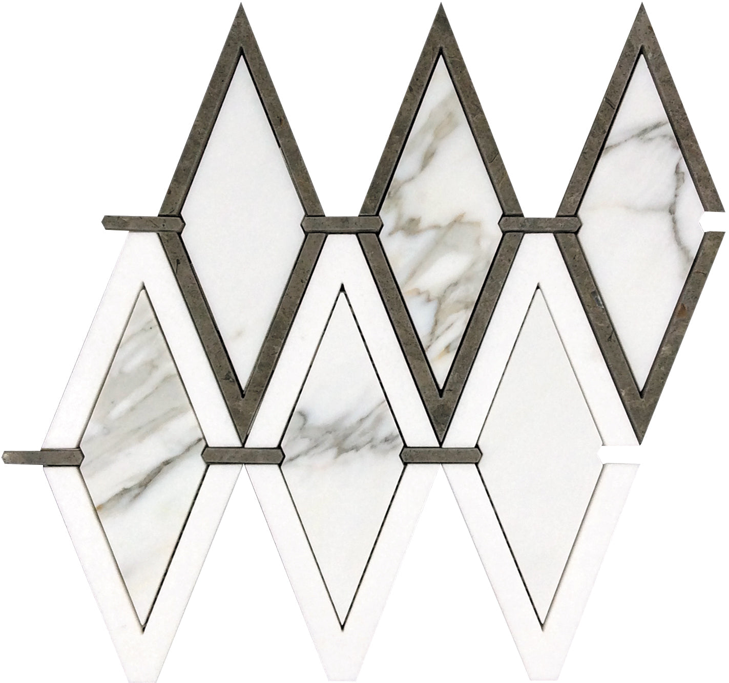 White Gray 10x13 Polished Calacatta, Thassos, Lagos Azul Mosaic Tile - Sample