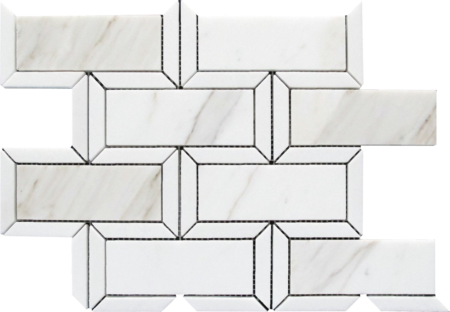 White Gray 10x12 Polished Calacatta Gold, Thassos Mosaic Tile - Sample