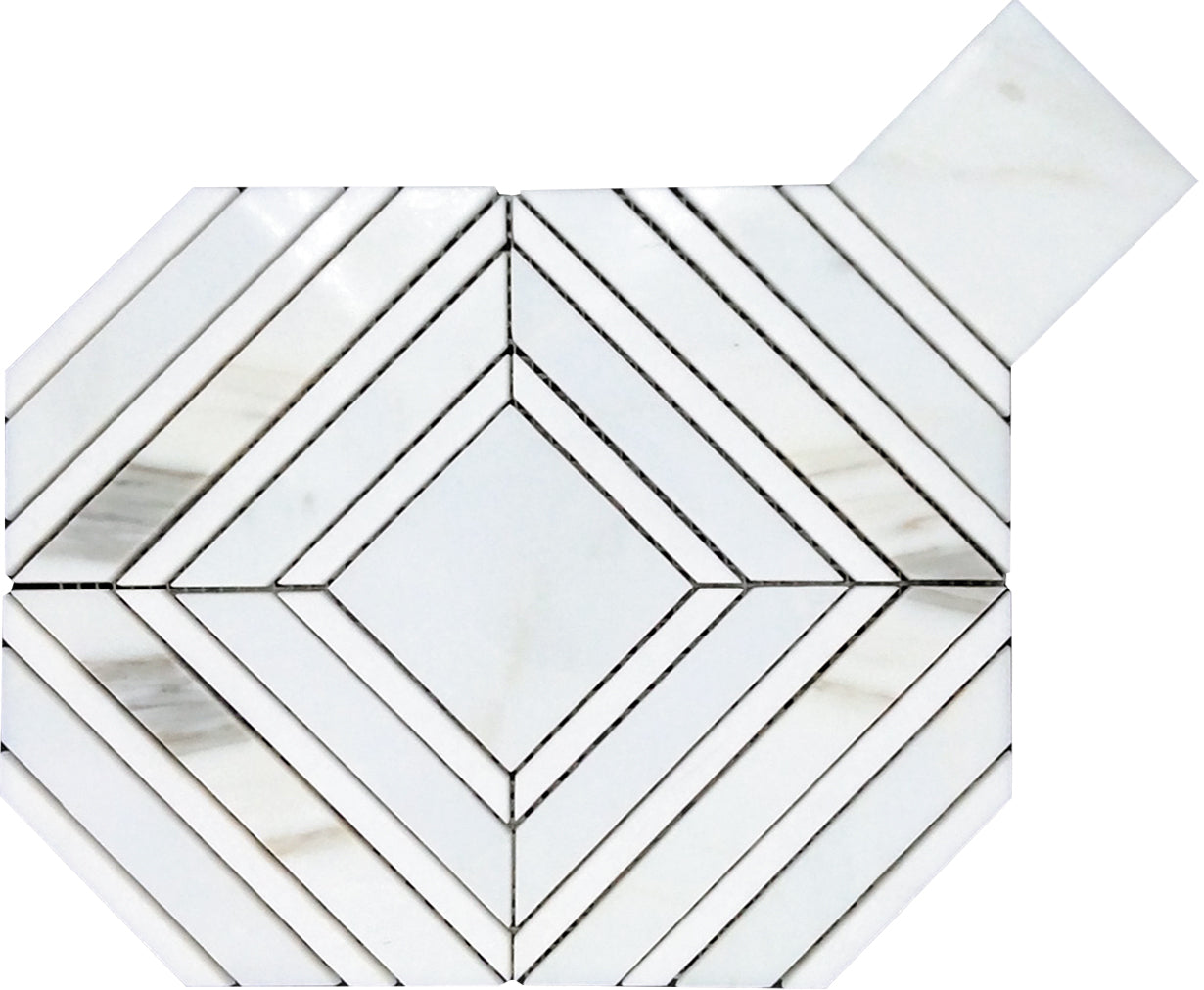 White Gray 9x11 Polished Calacatta Gold, Thassos Mosaic Tile