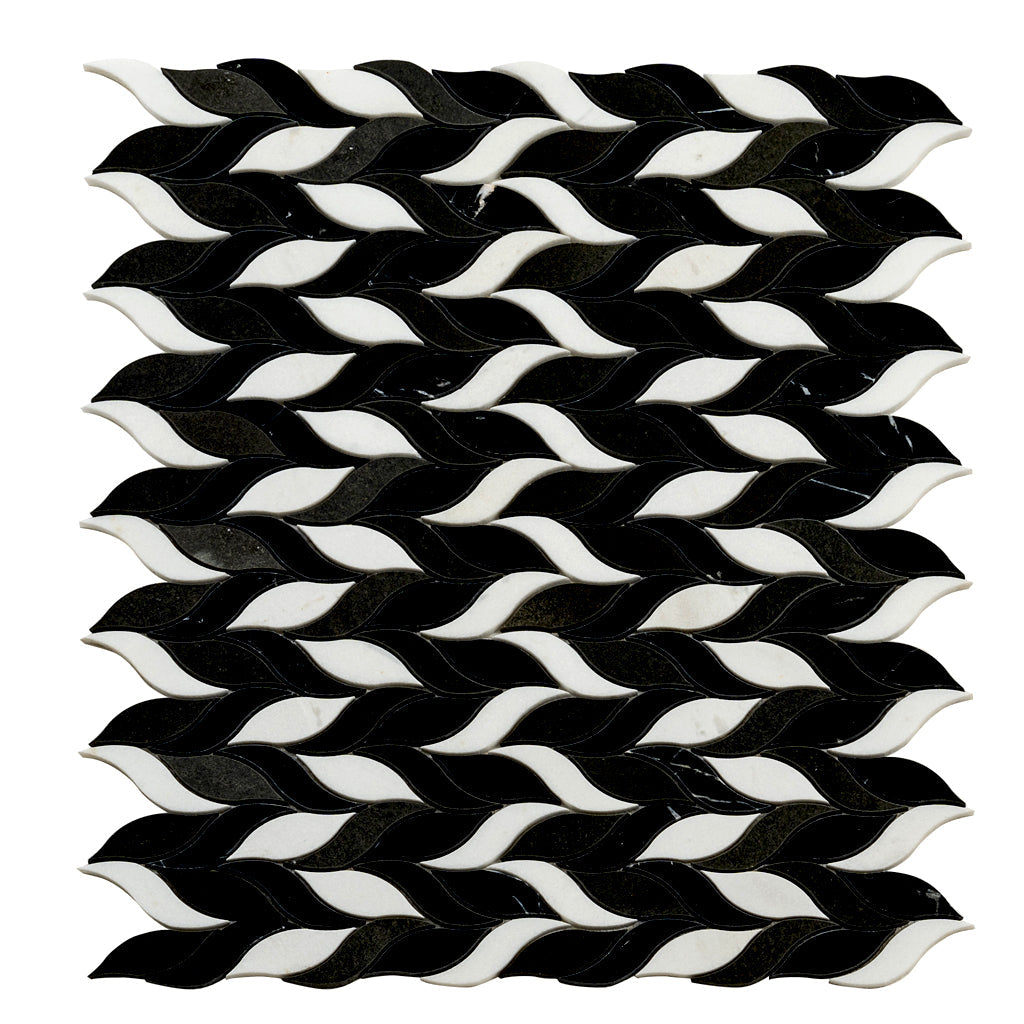 Black and White 10 x 12 Polished Marble Mosaic Tile - Sample