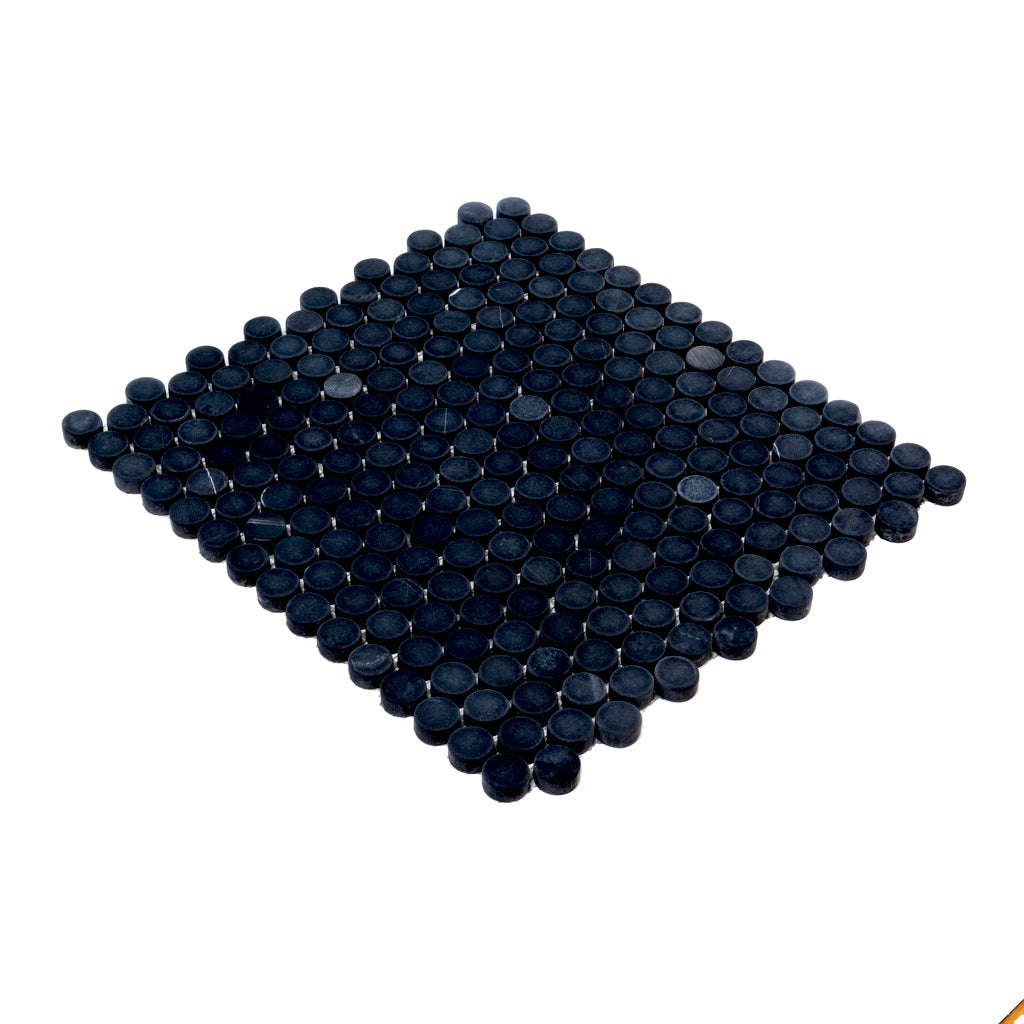 Eastern Black 11 x 12 Tumbled Marble Mosaic Tile