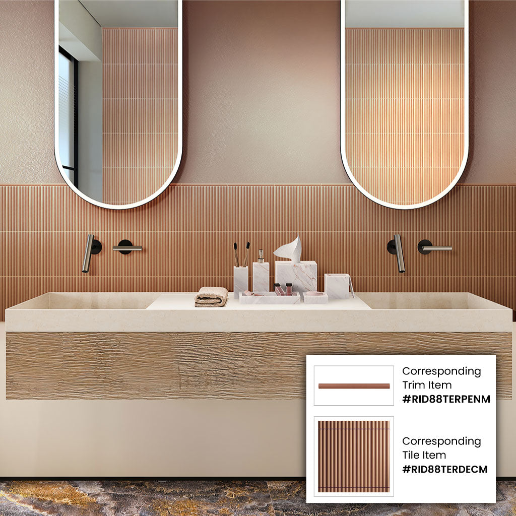 Red 0.5 x 8 Matte Ceramic Pencil Trim - Sample