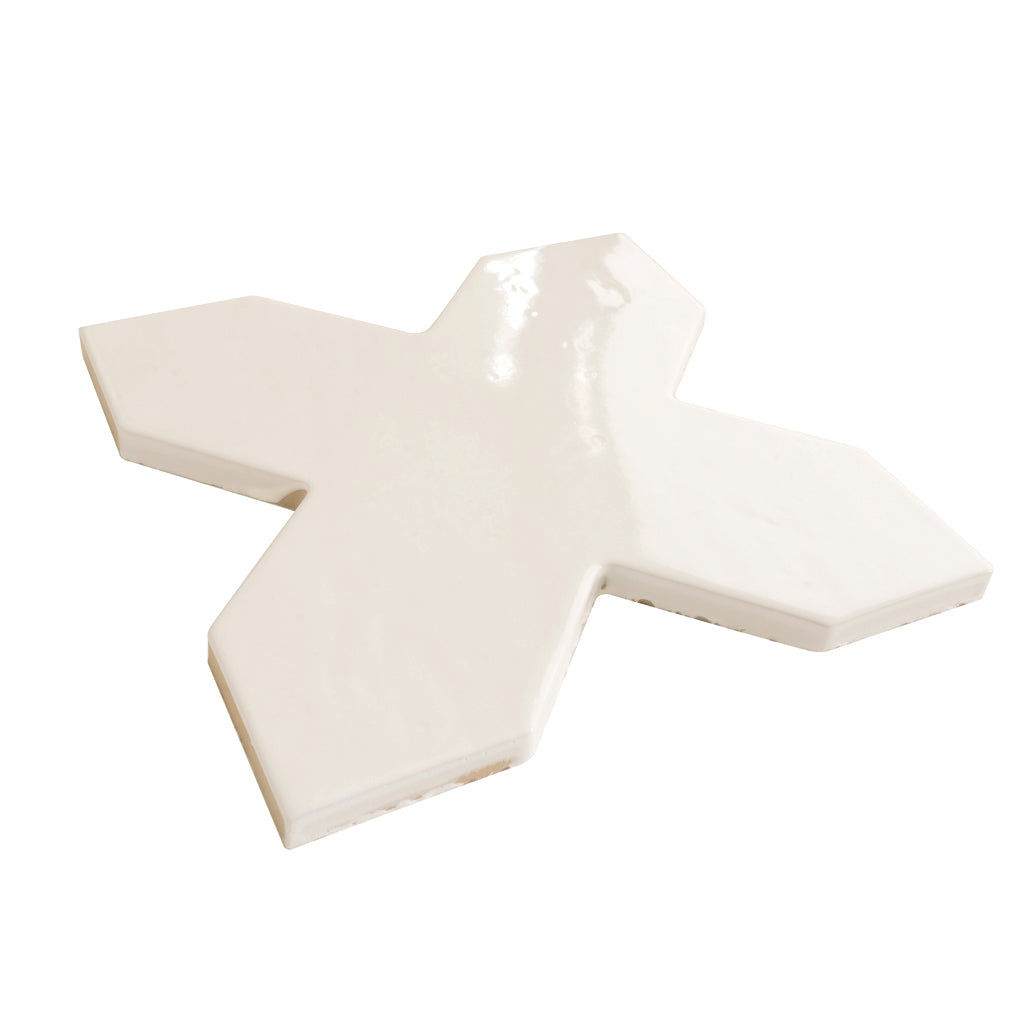Pearl White 7 x 7 Glossy Porcelain Cross Tile - Sample