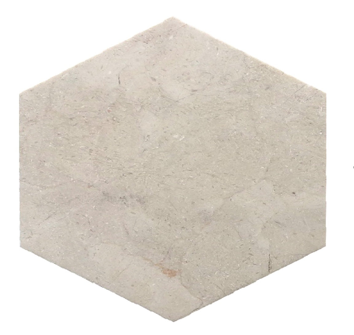 Beige 10x10 Polished Honed Crema Marfil Marble Hexagon Tile