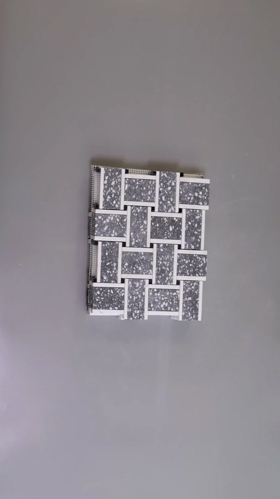 Terrazzo, Dolomite, Black Limestone 12 x 12 Honed Marble Mosaic Tile