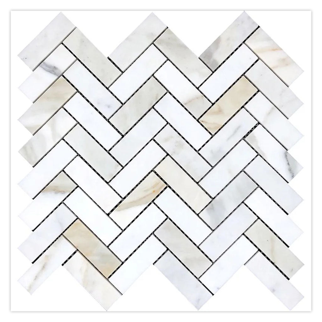 White Gray 12 x 13 Calacatta Gold Honed Marble Mosaic Tile