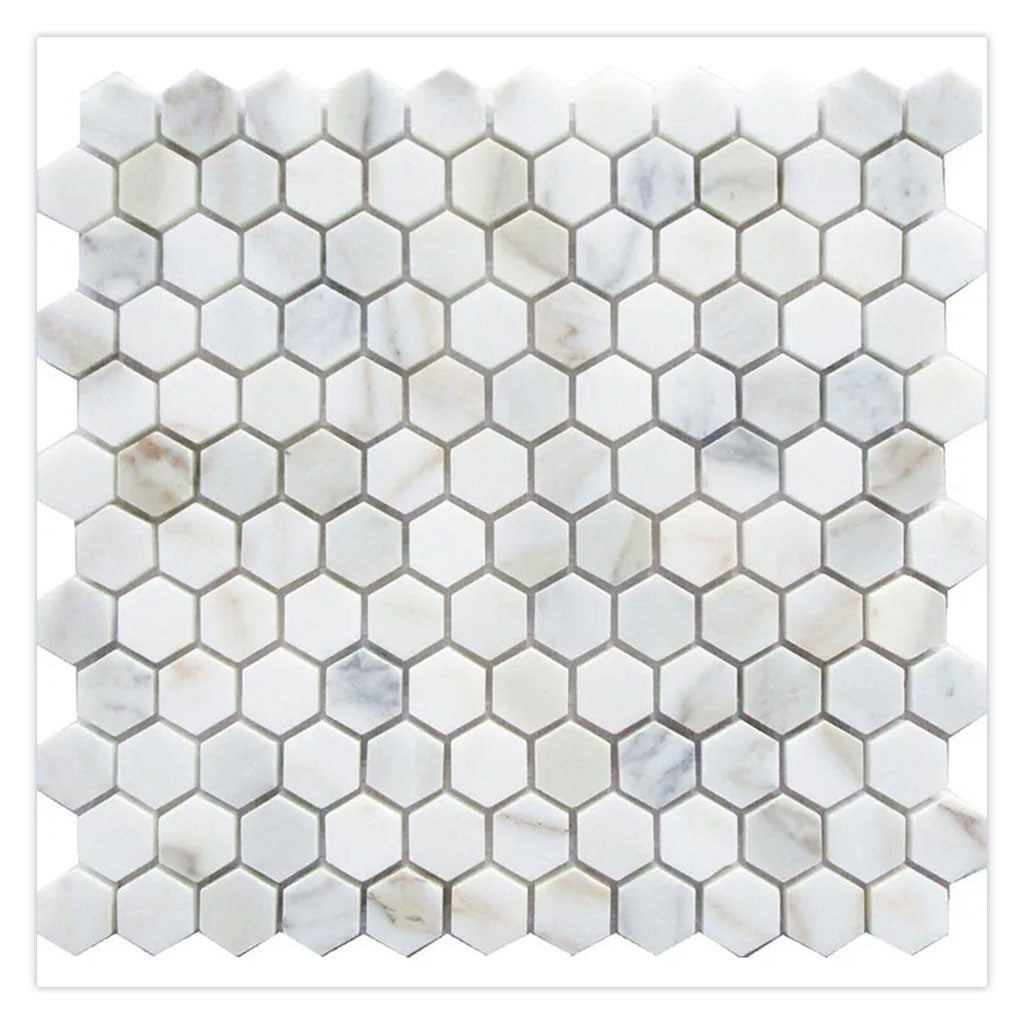 White Gray 11 x 12 Calacatta Gold Honed Marble Mosaic Tile