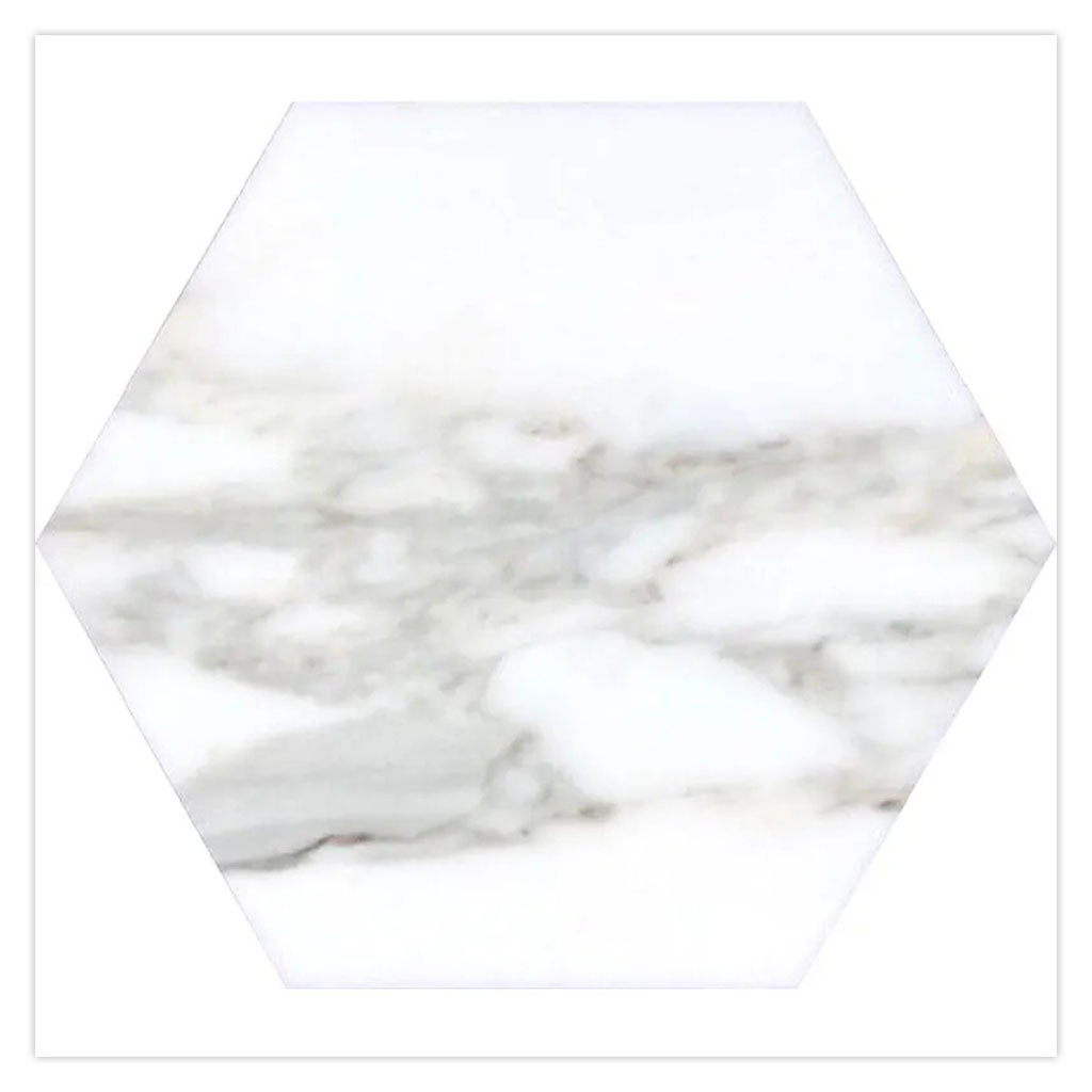 White Gray 10 x 10 Honed Marble Hexagon Tile - Sample