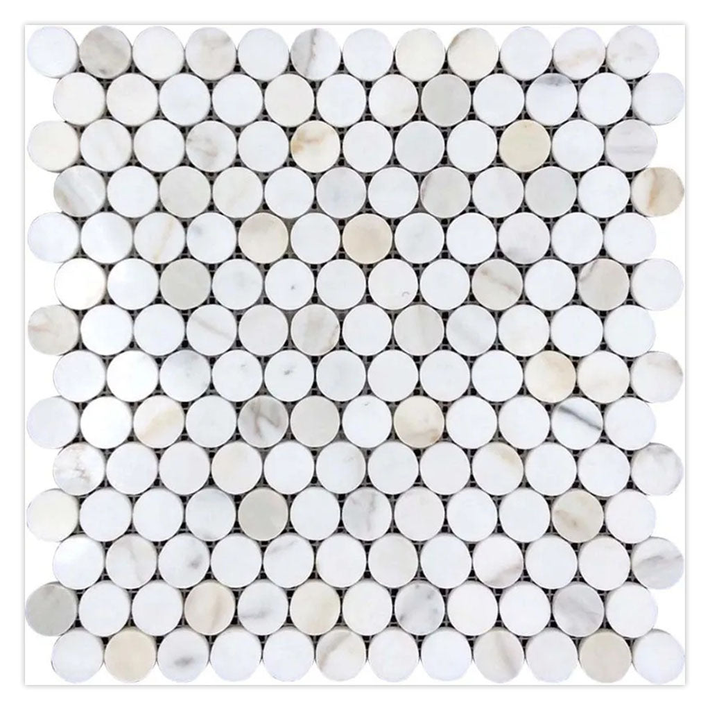White Gray 11 x 12 Polished Marble Mosaic Tile - Sample