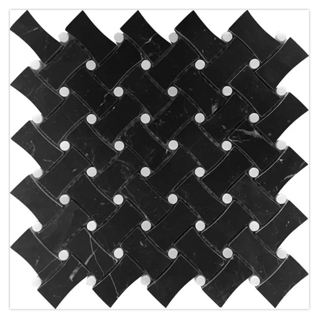 Eastern Black and White 11 x 11 Honed Marble Mosaic Tile - Sample